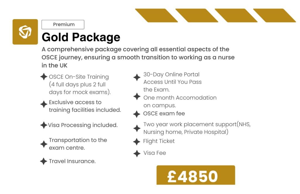 Outline of what's included in our NMC OSCE Gold package